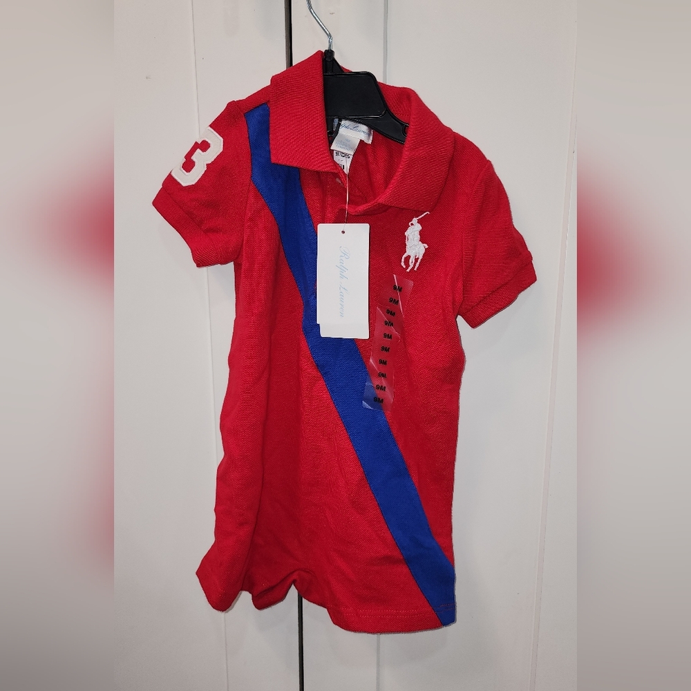 Ralph Lauren Red and Blue Polo Romper